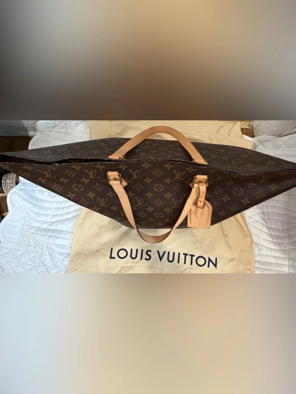 Louis Vuitton Brown Monogram Tote Bag with Vachetta Leather Handles 100%Authenti